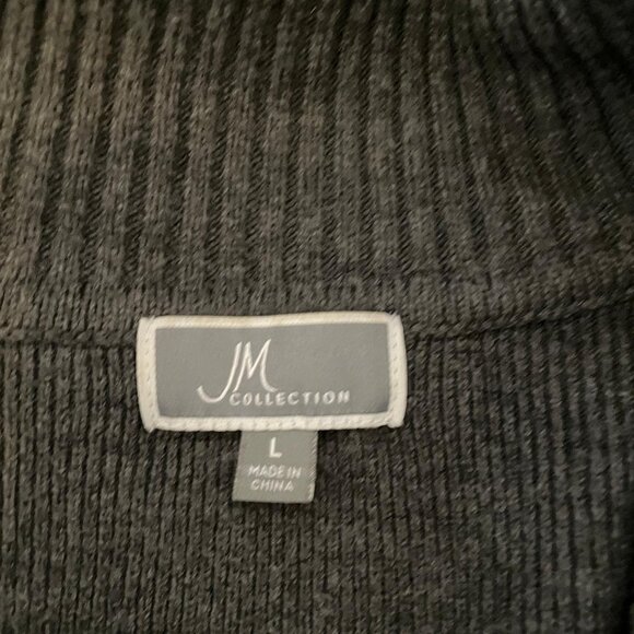 JM Collection Charcoal Gray Shawl Neck 1 Button Lock Long Sleeve Cardigan L - Picture 12 of 12